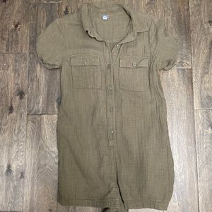 Aerie small green cotton romper